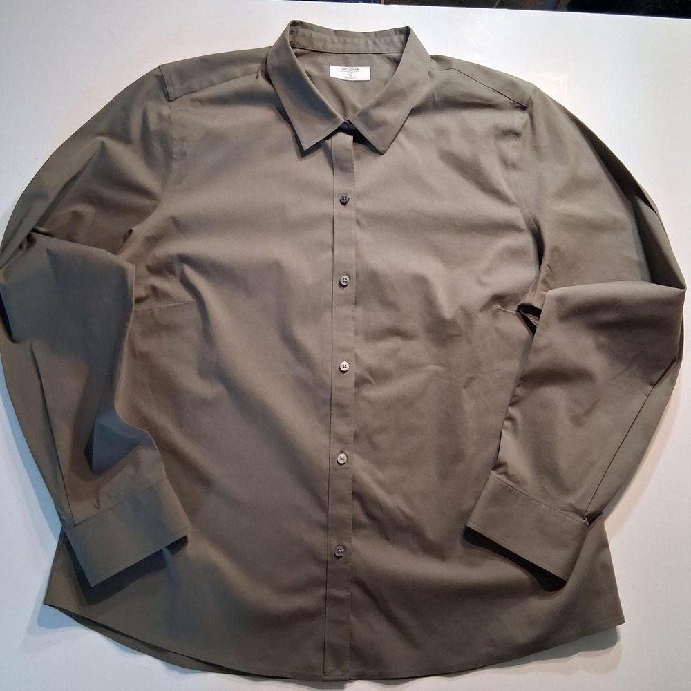 Womens Untuck it size 16 brown button up shirt workwear casual dress shirt